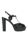 Lorenzo Mari Woman Sandals Black Size 11 Textile Fibers