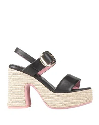 Lorenzo Mari Woman Sandals Black Size 5 Leather