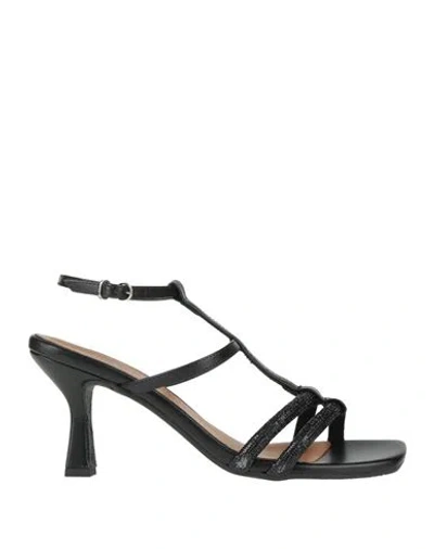 Lorenzo Mari Woman Sandals Black Size 6 Textile Fibers
