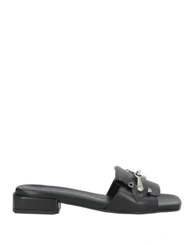 Lorenzo Mari Woman Sandals Black Size 7 Leather