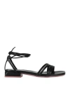 Lorenzo Mari Woman Sandals Black Size 8 Leather In Black