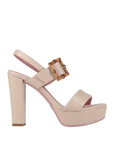 Lorenzo Mari Woman Sandals Blush Size 9 Leather In Neutral