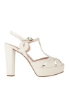 Lorenzo Mari Woman Sandals Cream Size 11 Textile Fibers In White