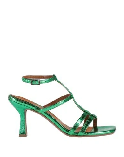 Lorenzo Mari Woman Sandals Green Size 8 Leather In Multi