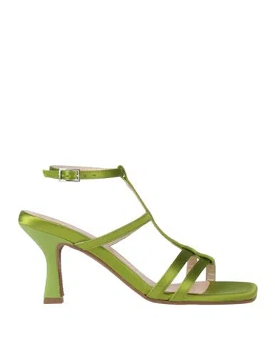 Lorenzo Mari Woman Sandals Lime Green Size 8 Textile Fibers