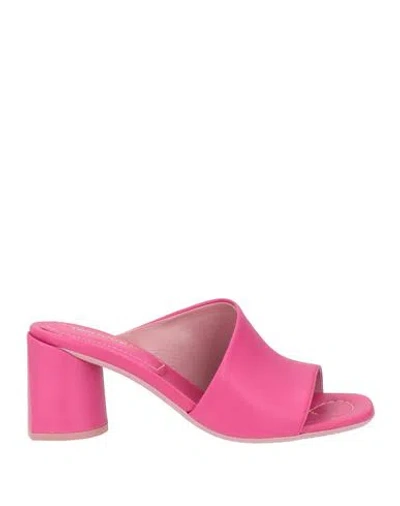 Lorenzo Mari Woman Sandals Magenta Size 9 Leather In Pink