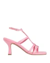 Lorenzo Mari Woman Sandals Pink Size 8 Soft Leather