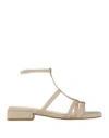Lorenzo Mari Woman Sandals Platinum Size 6 Textile Fibers In Grey