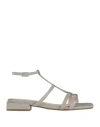 Lorenzo Mari Woman Sandals Silver Size 6 Textile Fibers