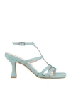 Lorenzo Mari Woman Sandals Sky Blue Size 6 Leather