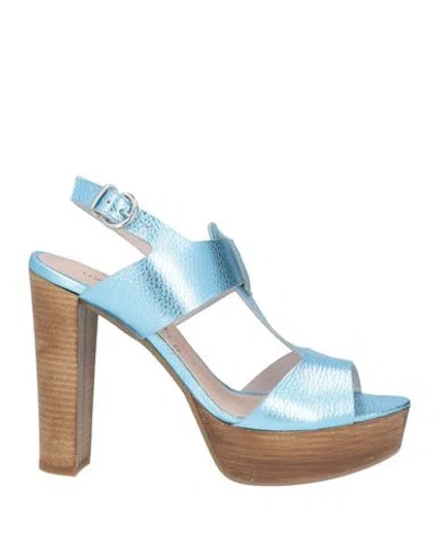 Lorenzo Mari Woman Sandals Sky Blue Size 7 Leather