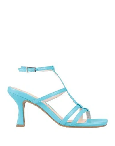 Lorenzo Mari Woman Sandals Sky Blue Size 8 Soft Leather