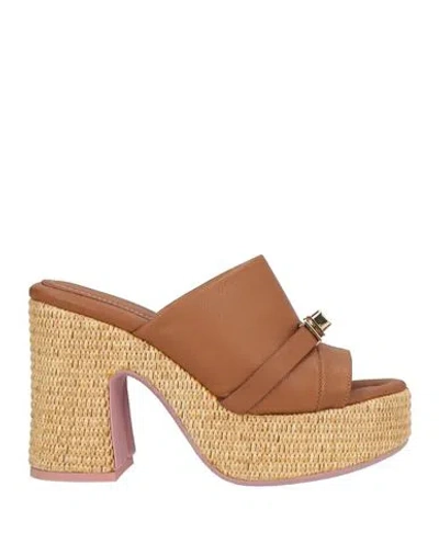 Lorenzo Mari Woman Sandals Tan Size 7 Leather In Multi