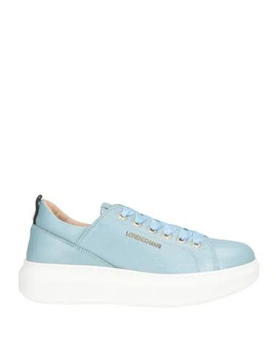 Lorenzo Mari Woman Sneakers Sky Blue Size 11 Leather