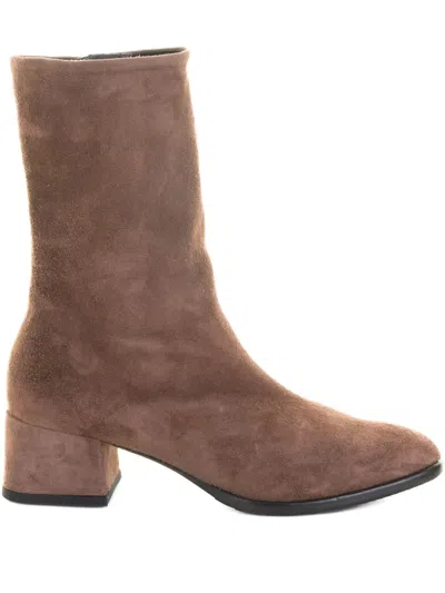 Lorenzo Masiero Suede Block-heel Ankle Boots In Brown