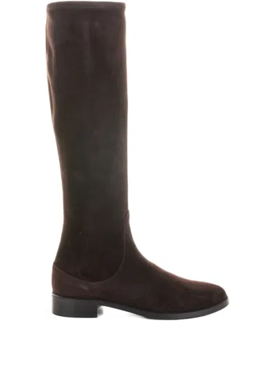 Lorenzo Masiero Suede Knee-high Boots In Brown