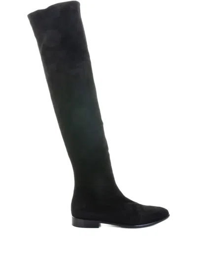 Lorenzo Masiero Suede Over-the-knee Boots In Black