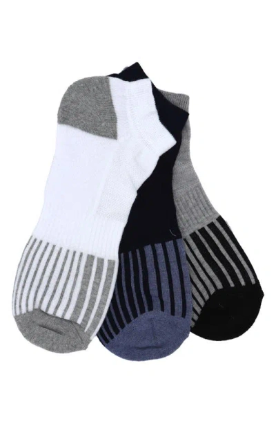 Lorenzo Uomo 3-pack Ankle Socks In Grey/ Blue/ White
