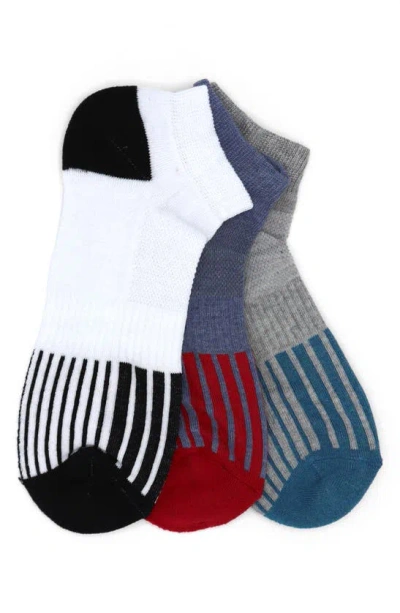 Lorenzo Uomo 3-pack Ankle Socks In Grey/ Blue/ White