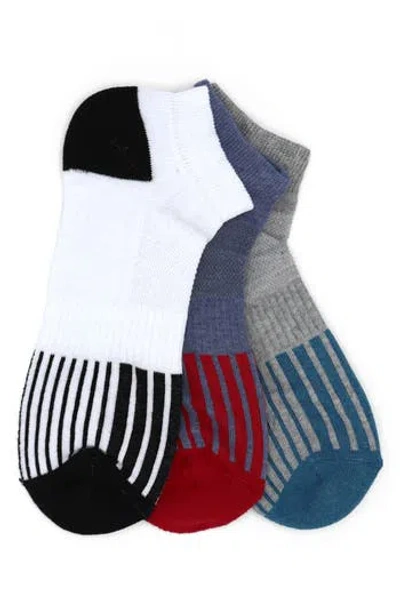 Lorenzo Uomo 3-pack Ankle Socks In Grey/blue/white
