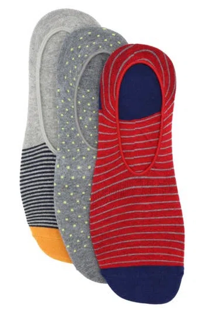 Lorenzo Uomo 3-pack Assorted Ankle Socks In Light Grey Multi