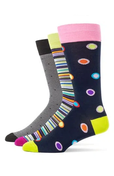 Lorenzo Uomo 3-pack Assorted Crew Socks In Multi