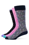 Lorenzo Uomo 3-pack Assorted Dress Socks In Black
