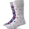 Lorenzo Uomo 3-pack Assorted Dress Socks In Grey Multi