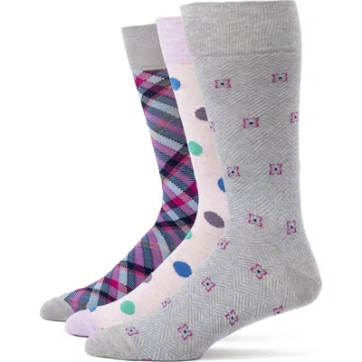 Lorenzo Uomo 3-pack Assorted Dress Socks In Gray