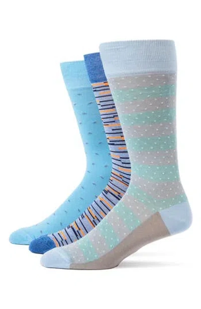 Lorenzo Uomo 3-pack Assorted Dress Socks In Blue