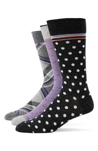 Lorenzo Uomo 3-pack Assorted Dress Socks In Black