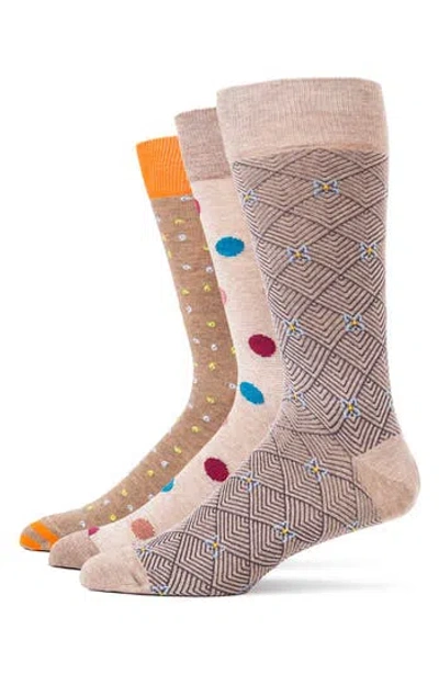Lorenzo Uomo 3-pack Assorted Dress Socks In Brown