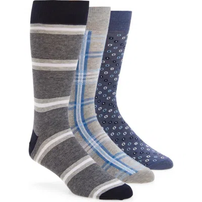 Lorenzo Uomo 3-pack Assorted Crew Socks In Multi