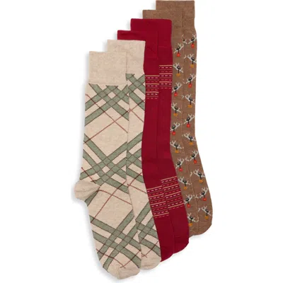 Lorenzo Uomo 3-pack Diagonal Plaid Dress Socks In Multi