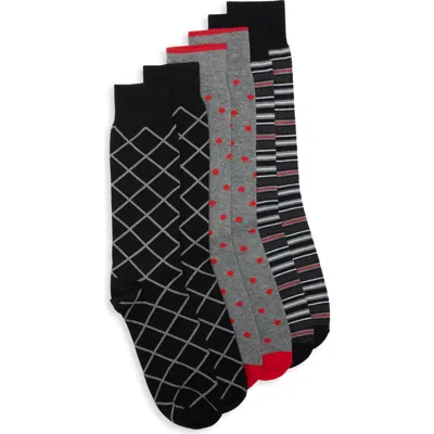 Lorenzo Uomo 3-pack Diagonal Raker Dress Socks In Black