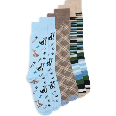 Lorenzo Uomo 3-pack Dogs With Bones Dress Socks In Multi