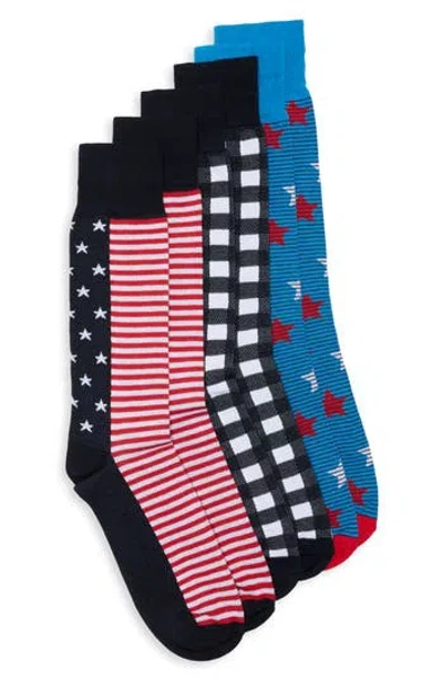 Lorenzo Uomo 3-pack Stars And Stripes Dress Socks In Multi