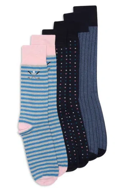 Lorenzo Uomo 3-pack Stripe Hockey Stick Dress Socks In Multi
