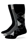 Lorenzo Uomo Assorted 3-pack Cotton Blend Dress Socks In Black