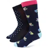 Lorenzo Uomo Assorted 3-pack Crew Socks In Black
