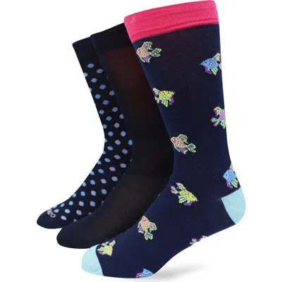 Lorenzo Uomo Assorted 3-pack Crew Socks In Black