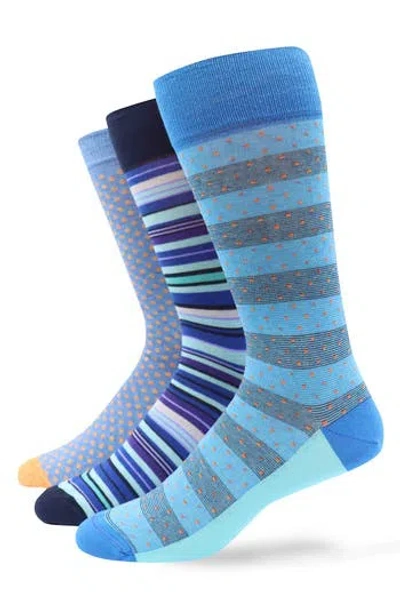 Lorenzo Uomo Assorted 3-pack Crew Socks In Blue