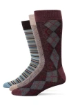 Lorenzo Uomo Assorted 3-pack Crew Socks In Brown