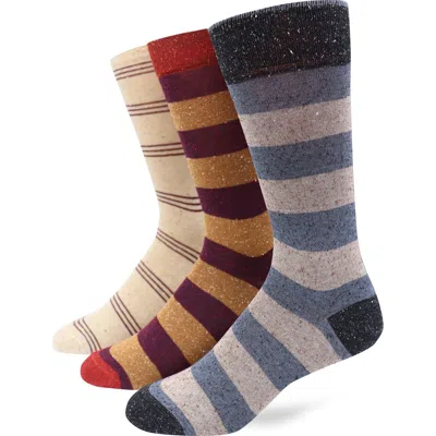 Lorenzo Uomo Assorted 3-pack Crew Socks In Brown