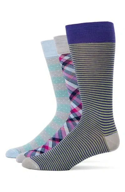 Lorenzo Uomo Assorted 3-pack Crew Socks In Brown