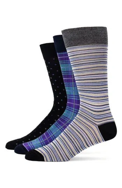 Lorenzo Uomo Assorted 3-pack Crew Socks In Gray