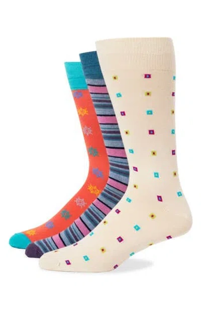 Lorenzo Uomo Assorted 3-pack Crew Socks In Multi