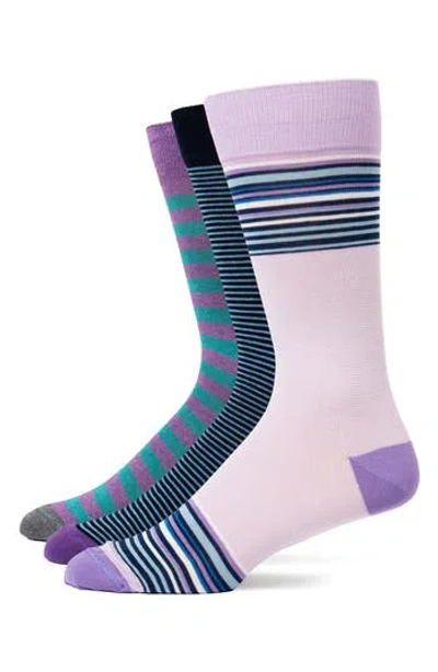 Lorenzo Uomo Assorted 3-pack Crew Socks In Purple