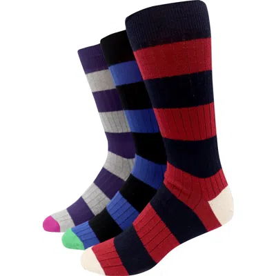Lorenzo Uomo Assorted 3-pack Crew Socks In Red