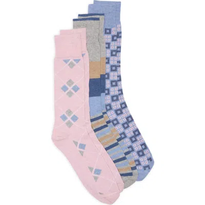 Lorenzo Uomo Assorted 3-pack Cotton Blend Dress Socks In Animal Print